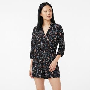 C&V Chelsea & Violet Black Floral Lightweight Romper Women Woven Size XS